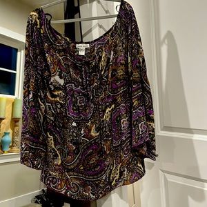 Bohemian style, Paisley colored, sheer bell sleeve tunic